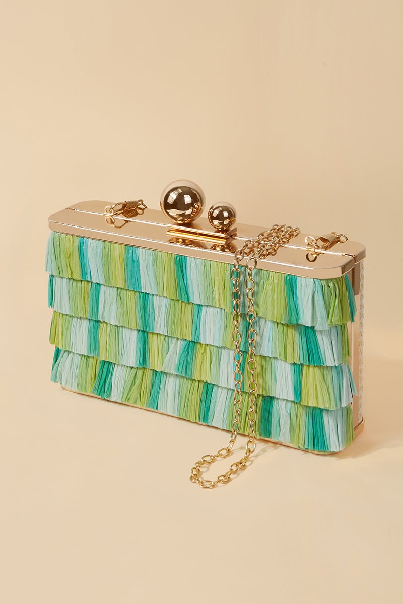 Clutch Ruffle Blue/Green · Le Palmier · - Bruna