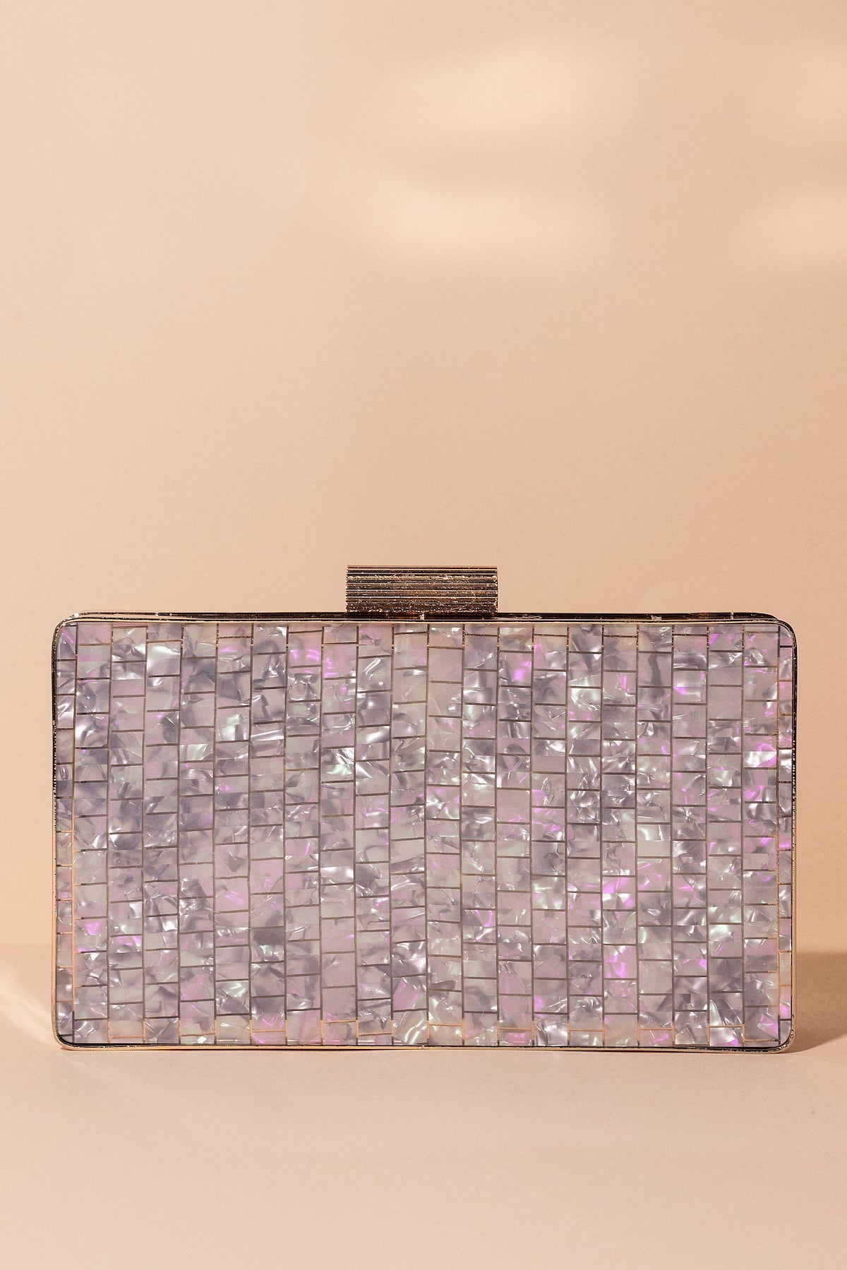 Clutch Mosaic Gris/Lila · Muse · - Bruna